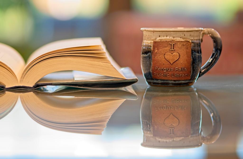 I Love the Fergus Falls Library Coffee Mug with Open Book by Lance Albers