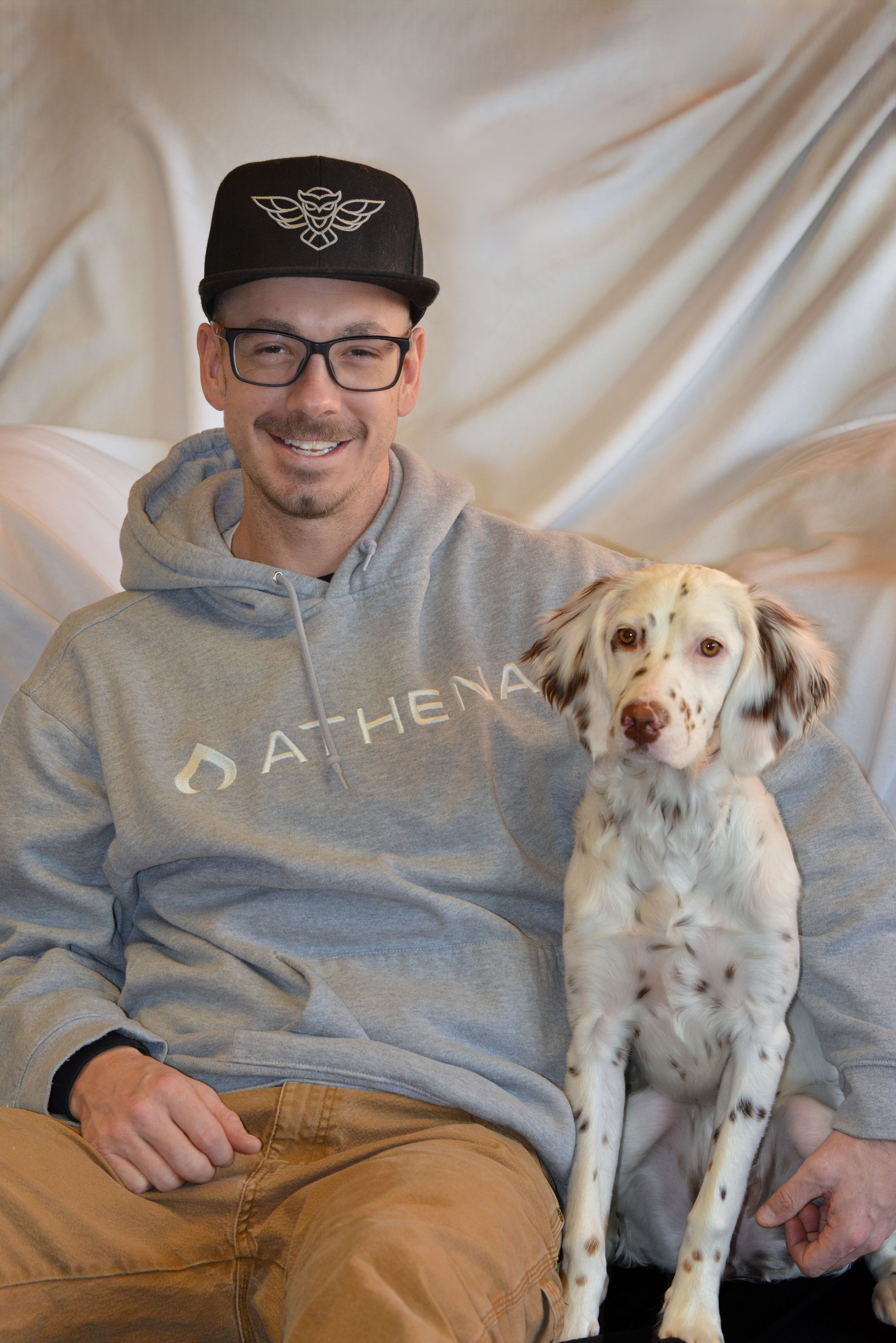 Llewellin Setter Portrait with Owner By Lance Albers
