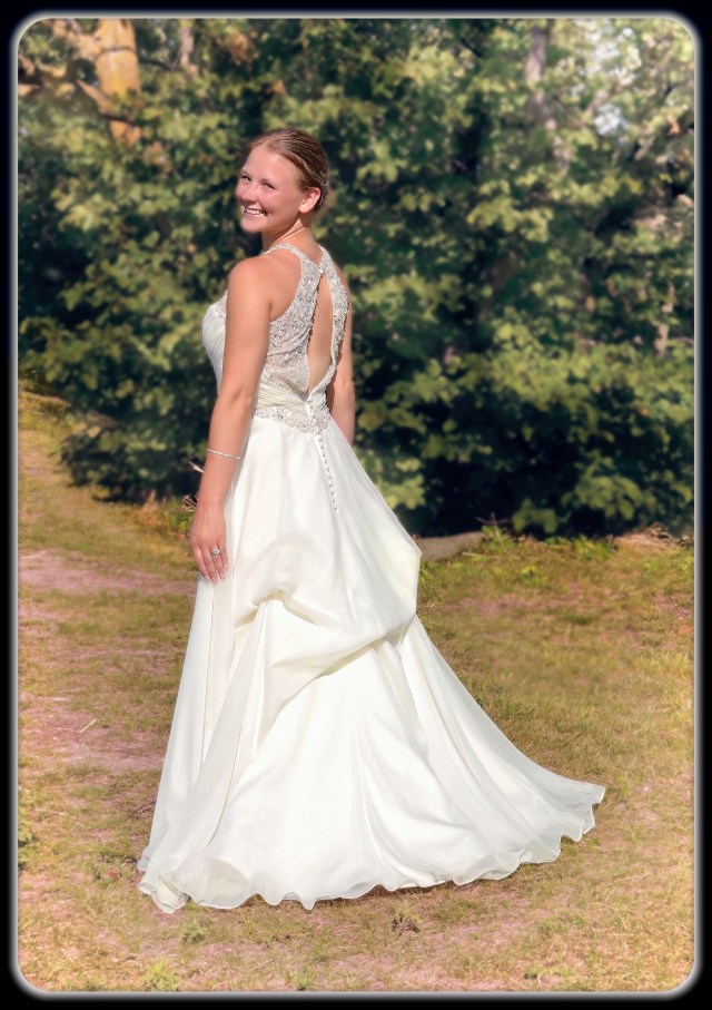 Soft Light Pink Bridal Portrait in the woods