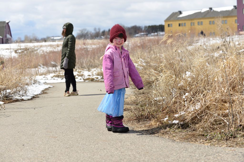 Little Girl w. Mother on Trail, Prairie Wetlands Learning Center, Fergus Falls, MN